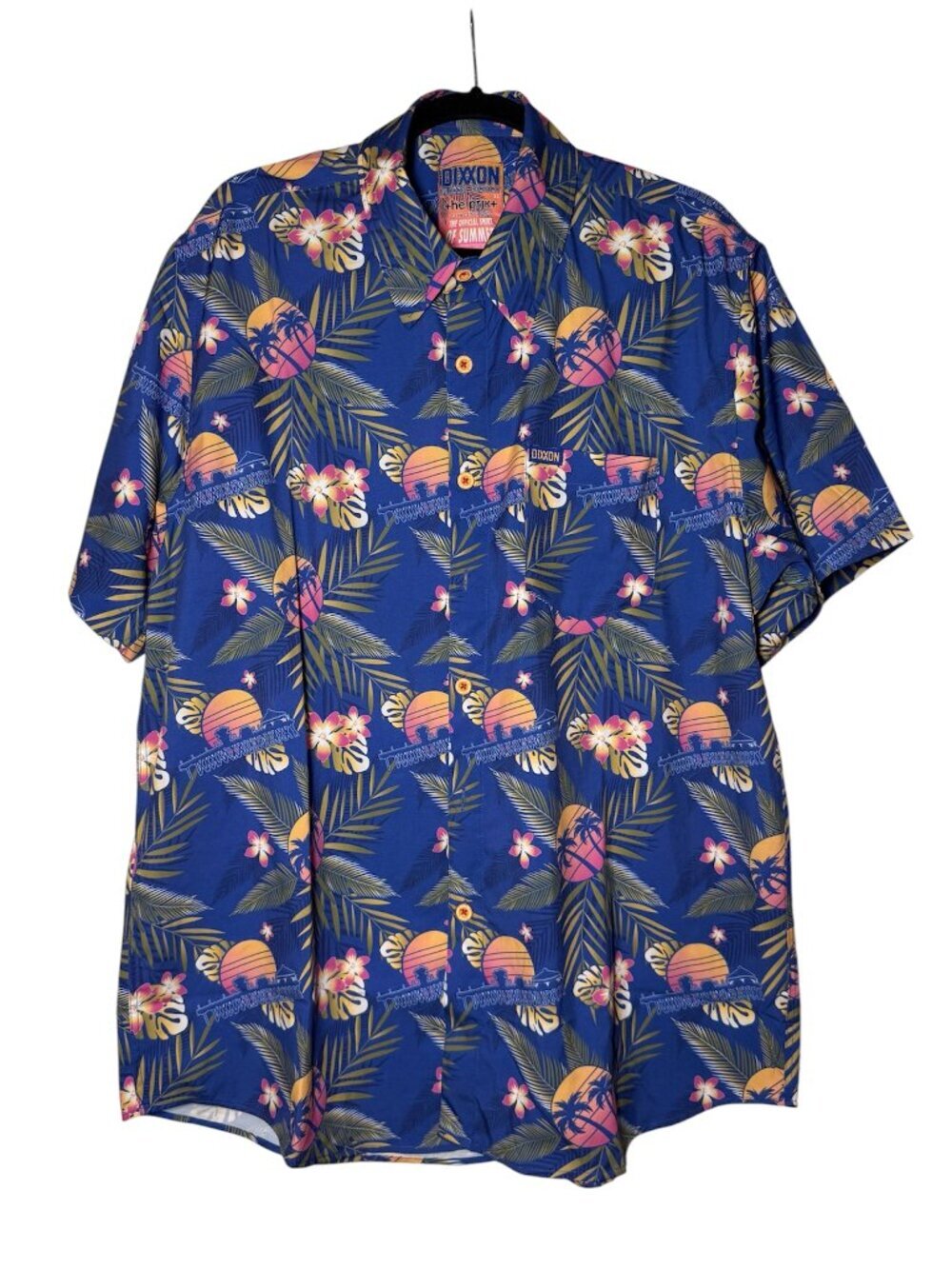 DIXXON Shirt of Summer Floral Tropical Short Sleeve Button Up Size XL Blue - Picture 2 of 10
